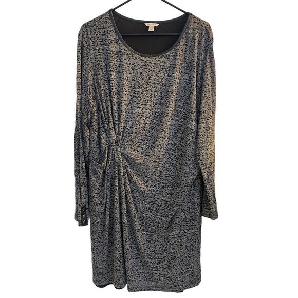 Cato Dresses & Skirts - Cato Black/Gray Long Sleeve Side‎ Ruched Dress Sz 22/24W